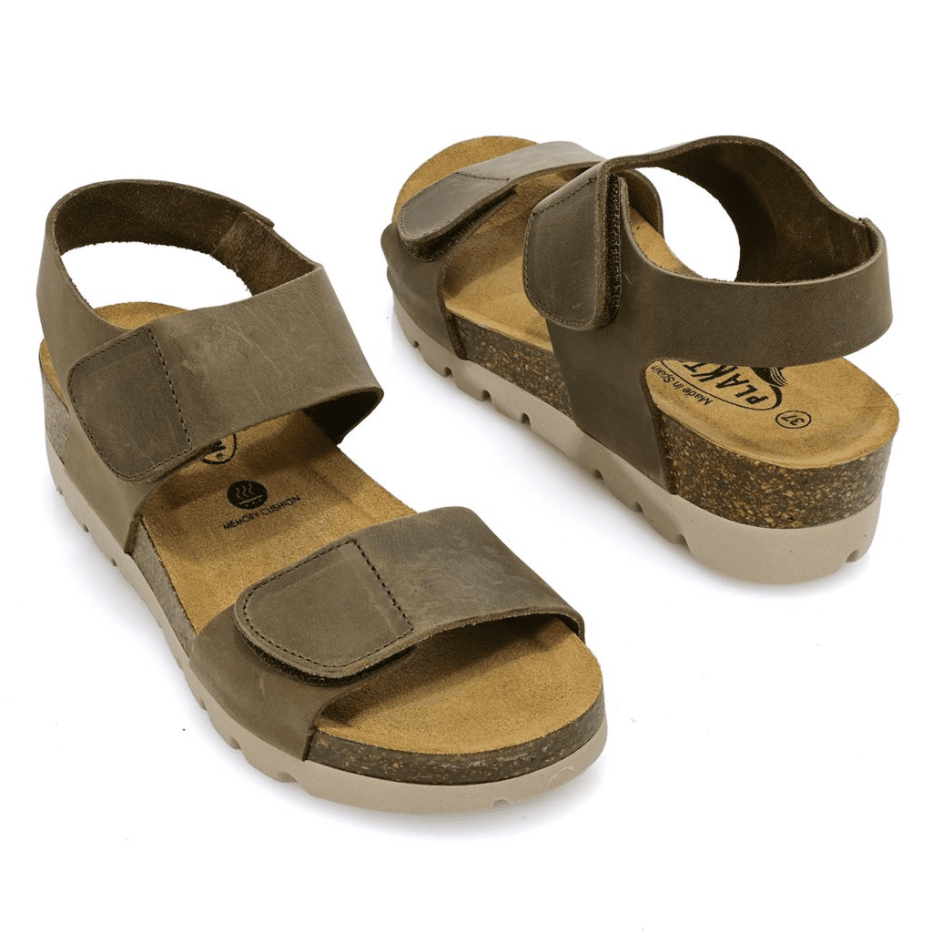 S474371-00041-13404 Plakton Compi Leather Wedge Sandals - Image 1