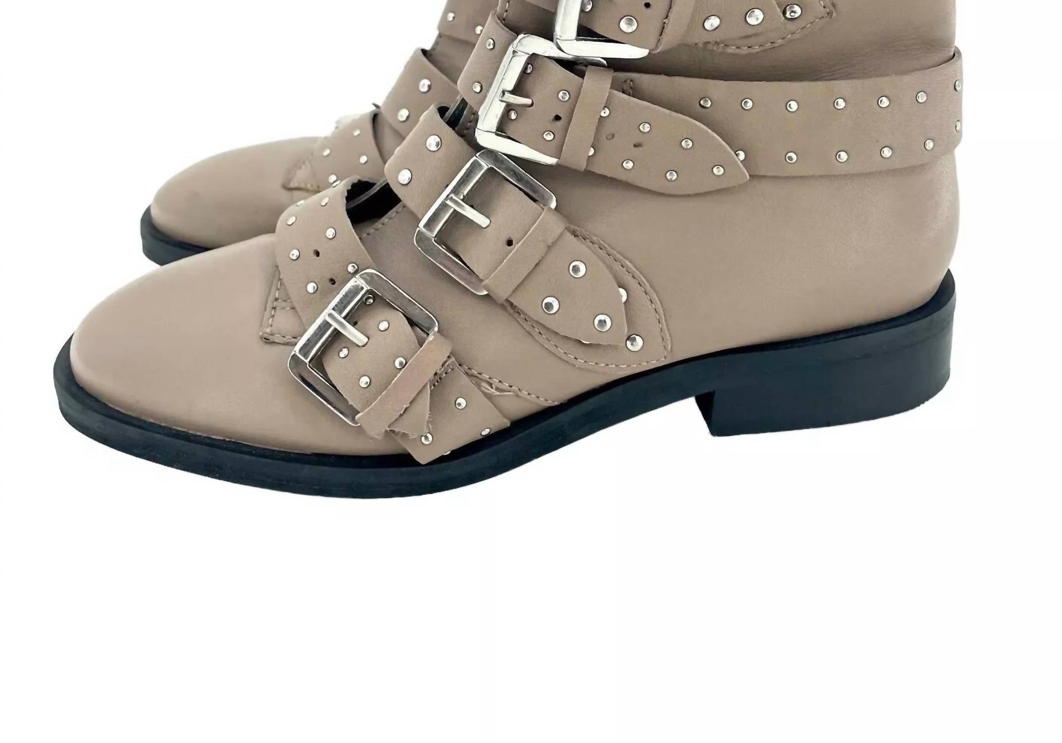 cc0dd378-e123-4871-a5b5-f8adbd3c804f-upscale_15k-1500x1500-70 Topshop - Paige Nude Leather Studded Buckle Straps Ankle Boots - Image 1