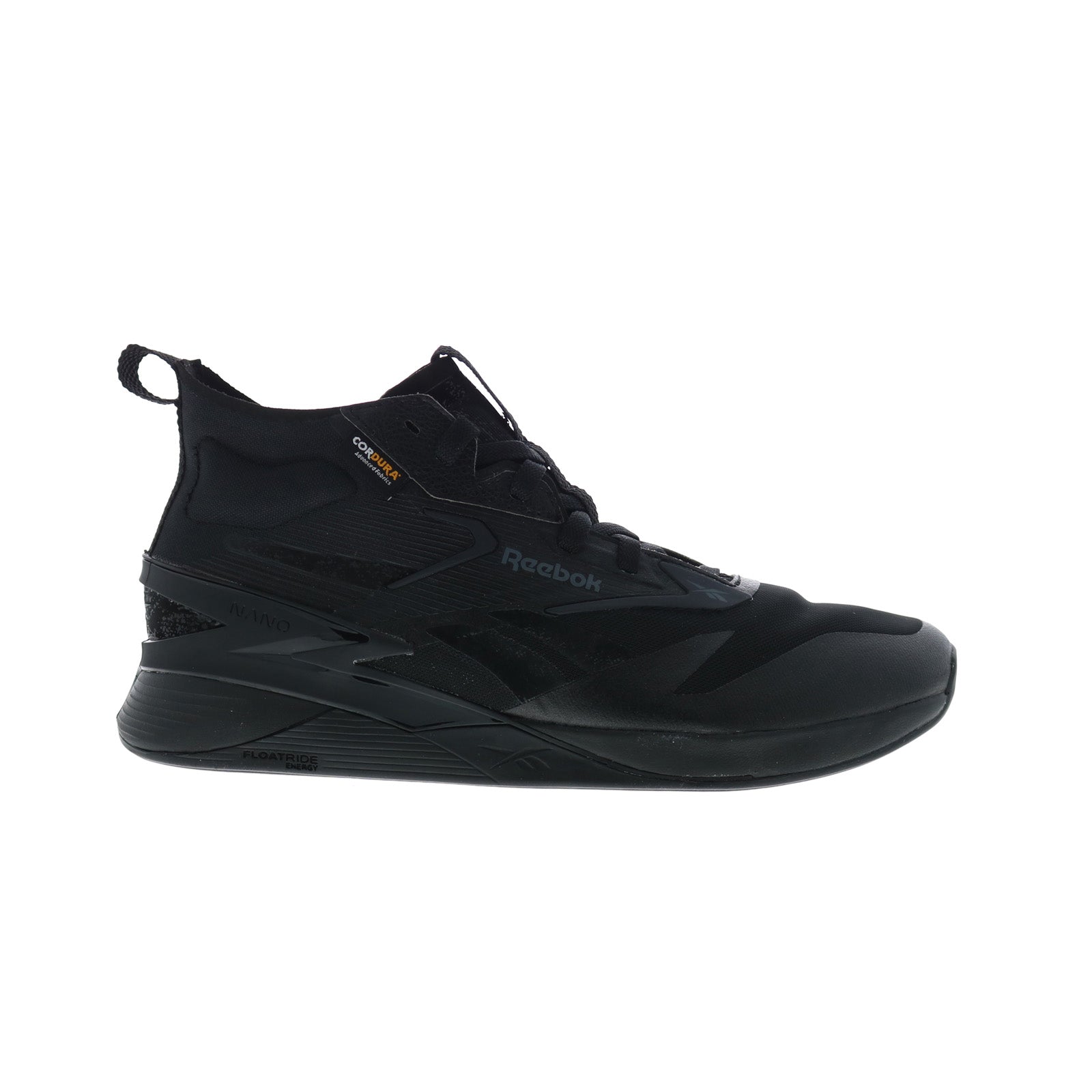 100074763_black_black_pewter_reshoot_01 Reebok Nano Unknwn Mens Black Canvas Lace Up Lifestyle Sneakers Shoes - Image 1