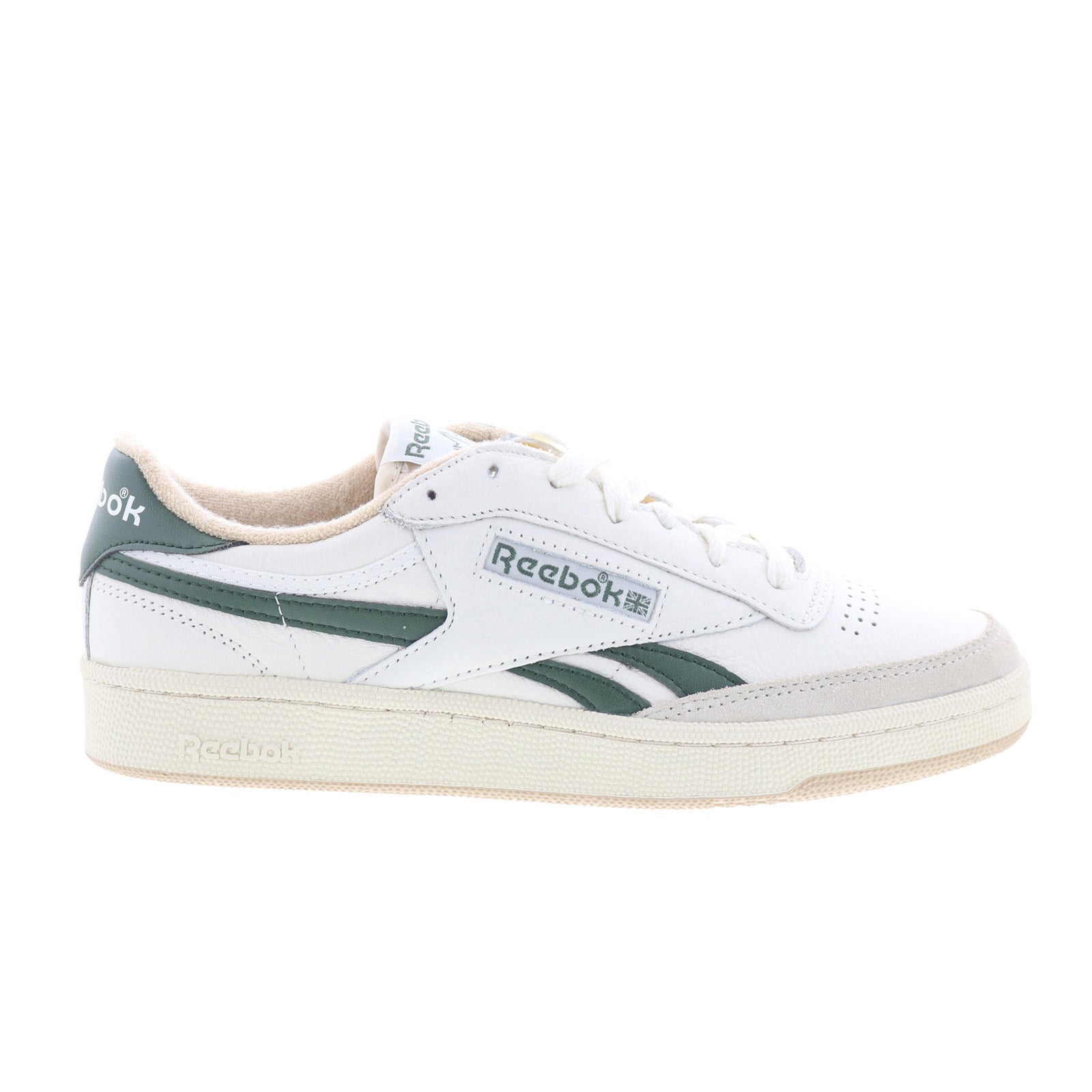 100209032_club_c_revenge_vintage_chalk_green_tan_reshoot_01 Reebok Club C Revenge Vintage Mens White Leather Lifestyle Sneakers Shoes - Image 1