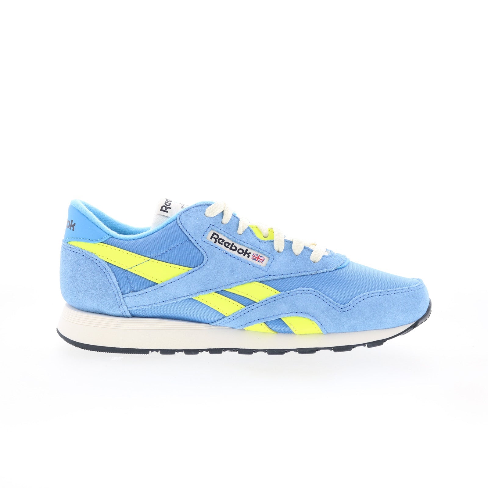 100221160_classic_nylon_blue_yello_beige_01_4d152f40-68e4-4d57-8147-1abc0dc3c589 Reebok Classic Nylon 100221160 Mens Blue Suede Lifestyle Sneakers Shoes - Image 1