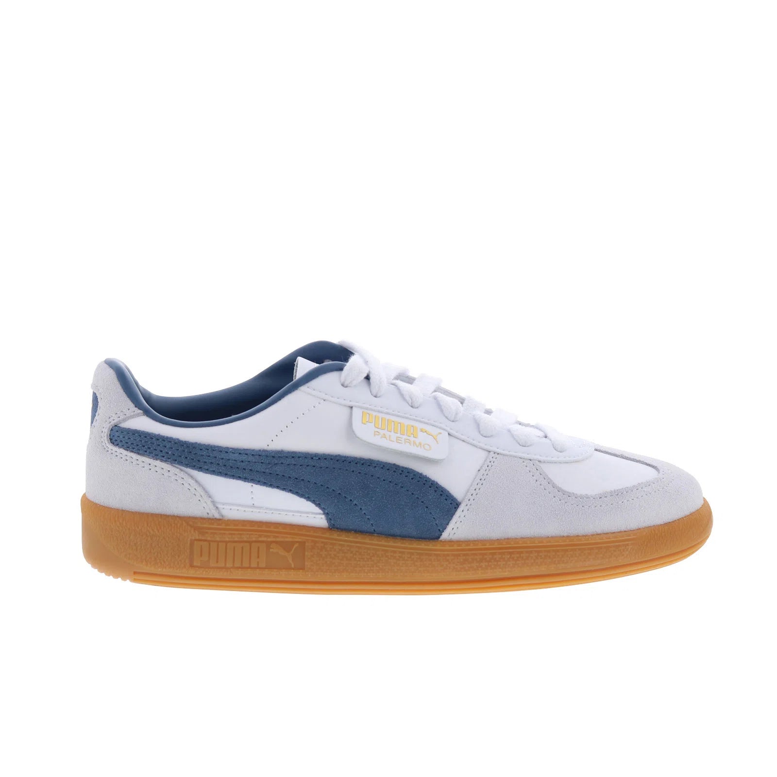 39646424_palermo_lth_puma_white_dark_indigo_reshoot_01 Puma Palermo Leather 39646424 Mens White Leather Lifestyle Sneakers Shoes - Image 1