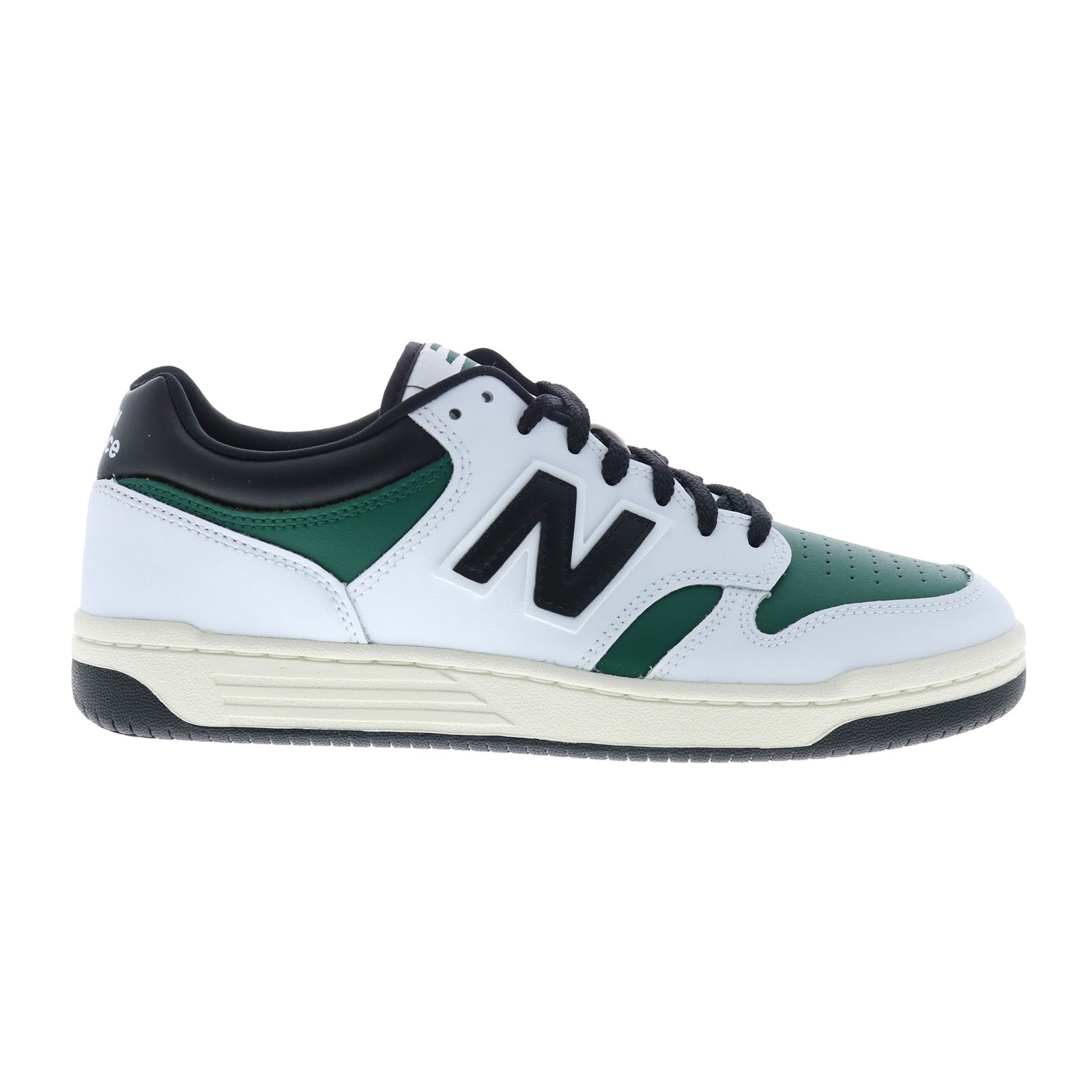 bb480ltd_white_green_reshoot_01 New Balance 480 BB480LTD Mens Green Leather Lace Up Lifestyle Sneakers Shoes - Image 1