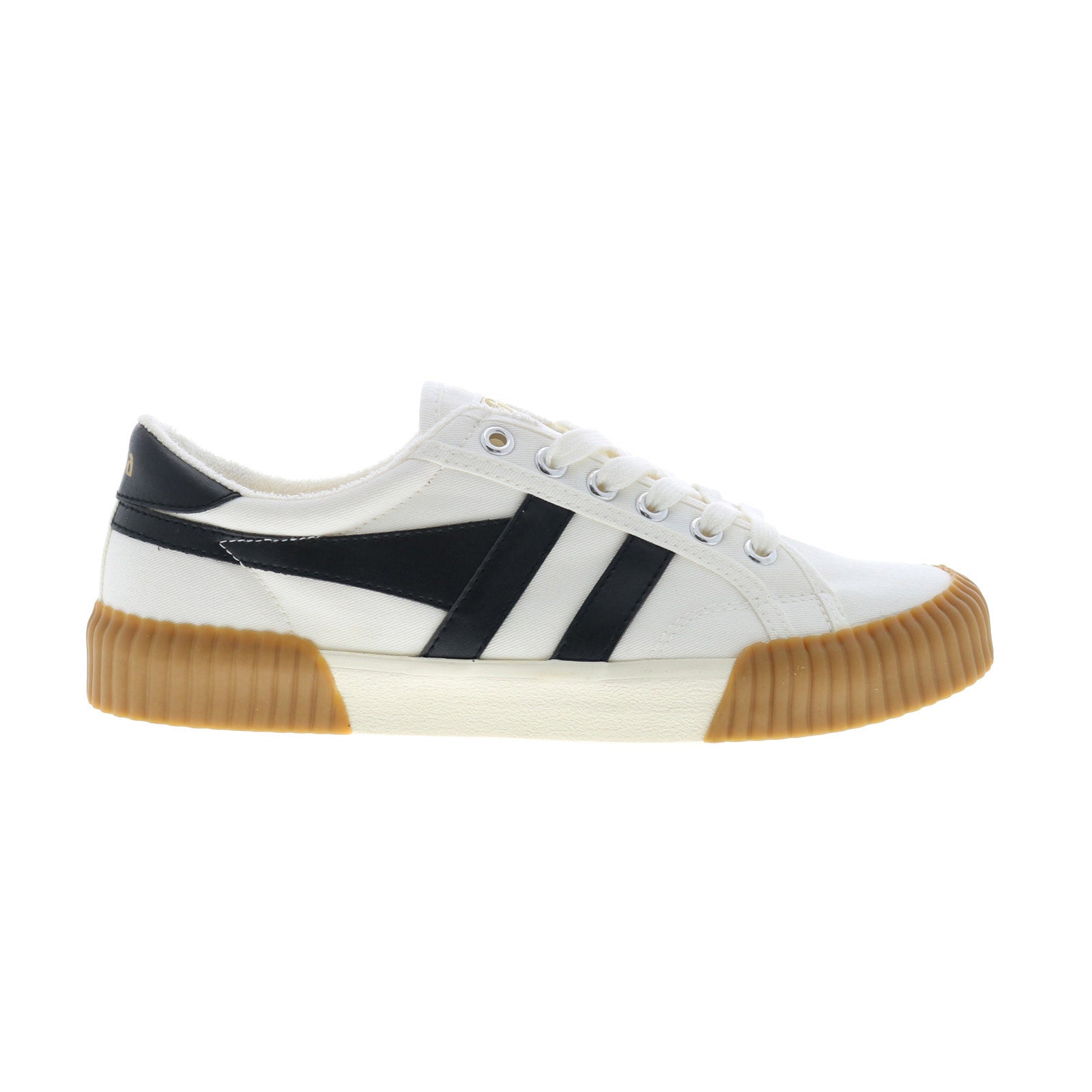 cmb395_off_white_black-img4_reshoot_01 Gola Rally CMB395 Mens White Canvas Lace Up Lifestyle Sneakers Shoes - Image 1