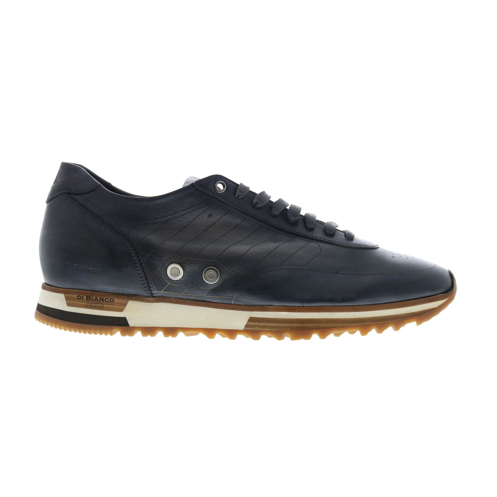 daytona-laser_fumo_reshoot_01 Di Bianco Daytona Laser Sella Mens Black Leather Lifestyle Sneakers Shoes - Image 1