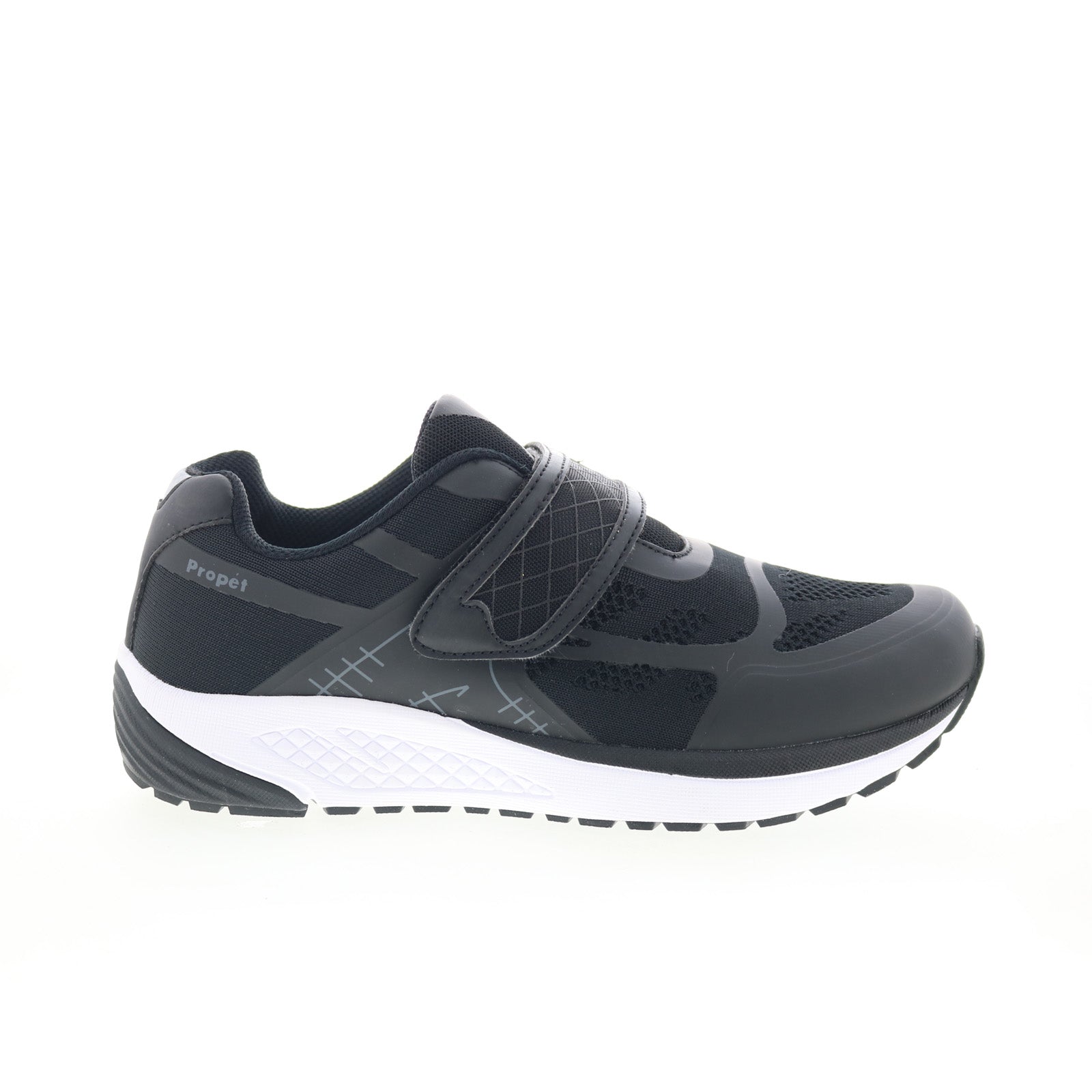 maa023m_propet_one_strap_black_dark_grey_01_e94743dc-eb84-437c-9053-f101a1d7324c Propet One Strap MAA023MBGR Mens Black Synthetic Lifestyle Sneakers Shoes - Image 1