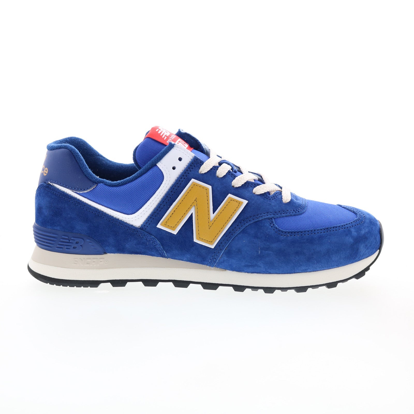 u574hbg_574_blue_yellow_01_6fedc132-c690-4044-906d-e305c96937ff New Balance 574 U574HBG Mens Blue Suede Lace Up Lifestyle Sneakers Shoes - Image 1