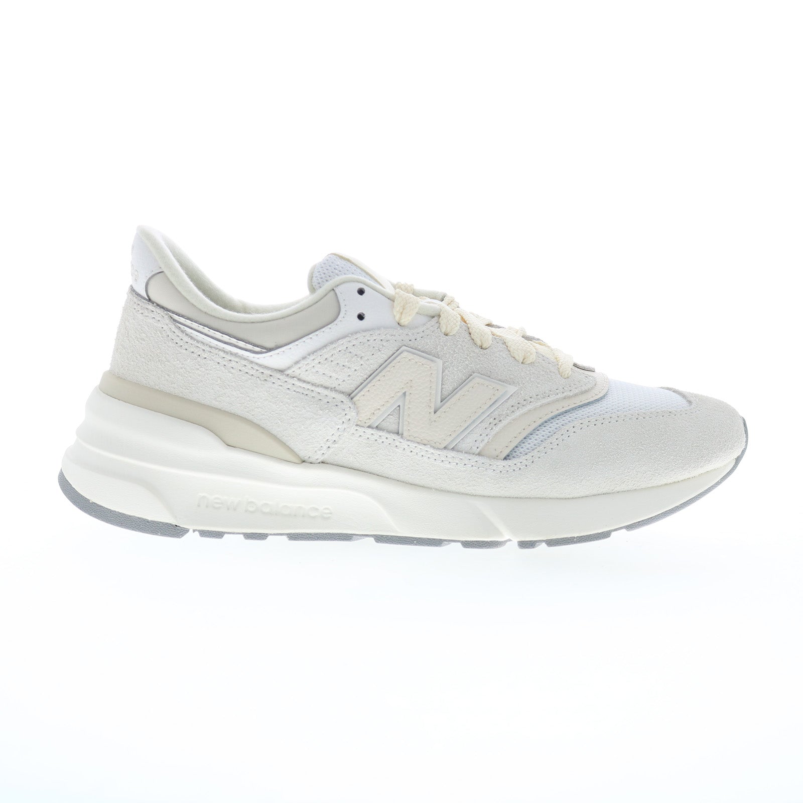 u997reh_white_brown_01_6d8e061f-1d36-414f-8192-74fdc5838711 New Balance 997 U997REH Mens Beige Suede Lace Up Lifestyle Sneakers Shoes - Image 1